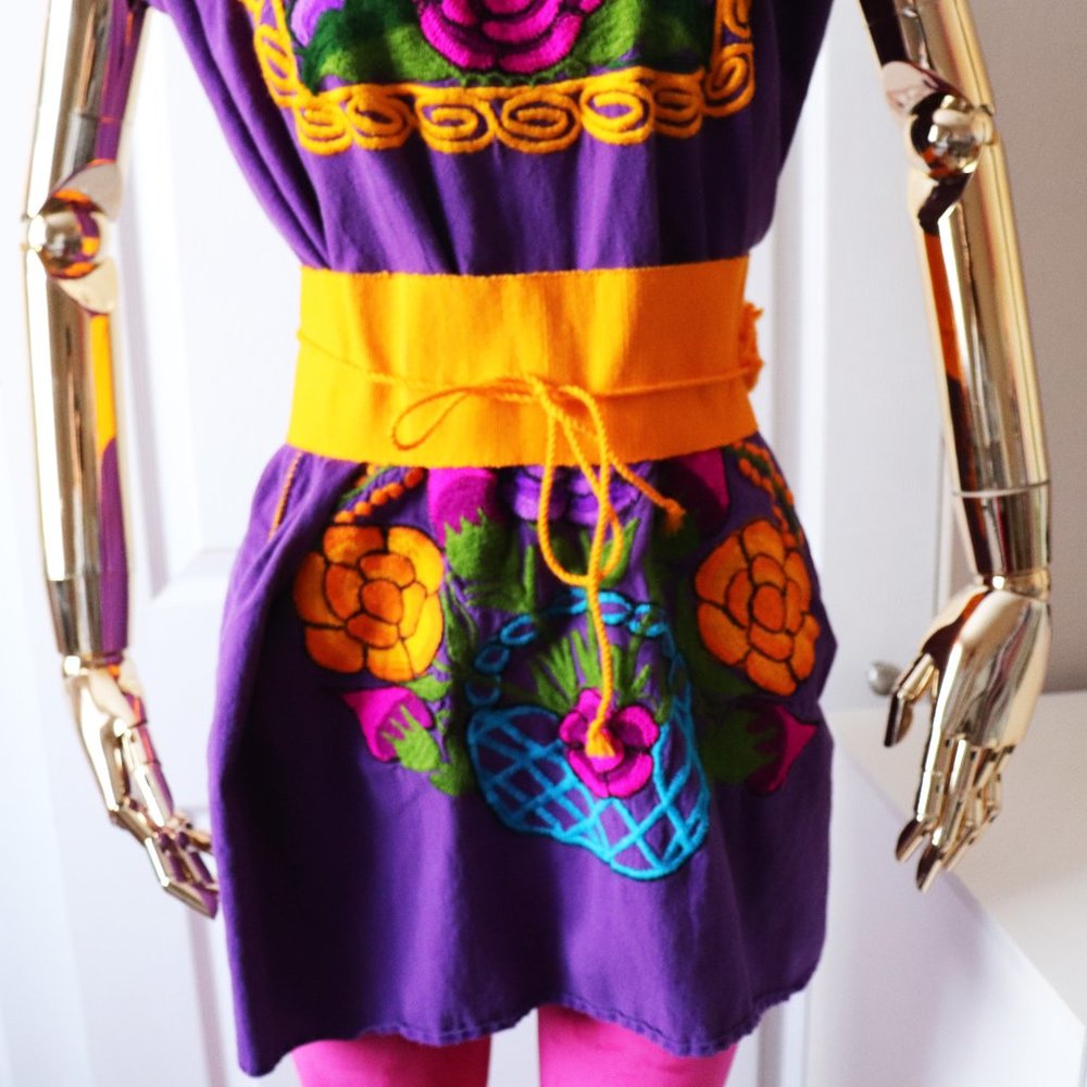 Hand Embroidered Artisanal Dresses - Handmade Dress - Mexican Embroidered Dress - Picture 6 of 8
